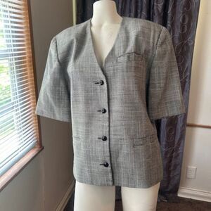 Koret Vintage Black/White Plaid short sleeve 4 button front blazer, size 18